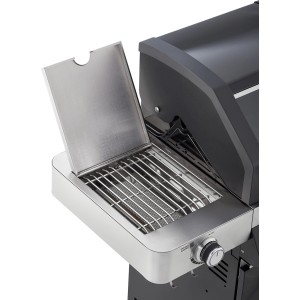 Detailaufnahme des Rösle Videro G6-S Gasgrills mit Primezone im Seitentisch.
