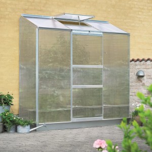 Halls Gewächshaus Altan 3 aus Alu mit Schiebetür und Dachfenster, 1,33 m².