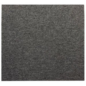Anthrazitfarbene Teppichfliese mit meliertem Kurzflor, 50x50 cm, aus Polypropylen für Wohnbereiche.