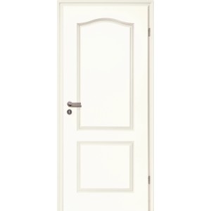 Weiße Landhaus Zimmertür (Linksanschlag) mit Profil und Schloss, 80x203 cm.