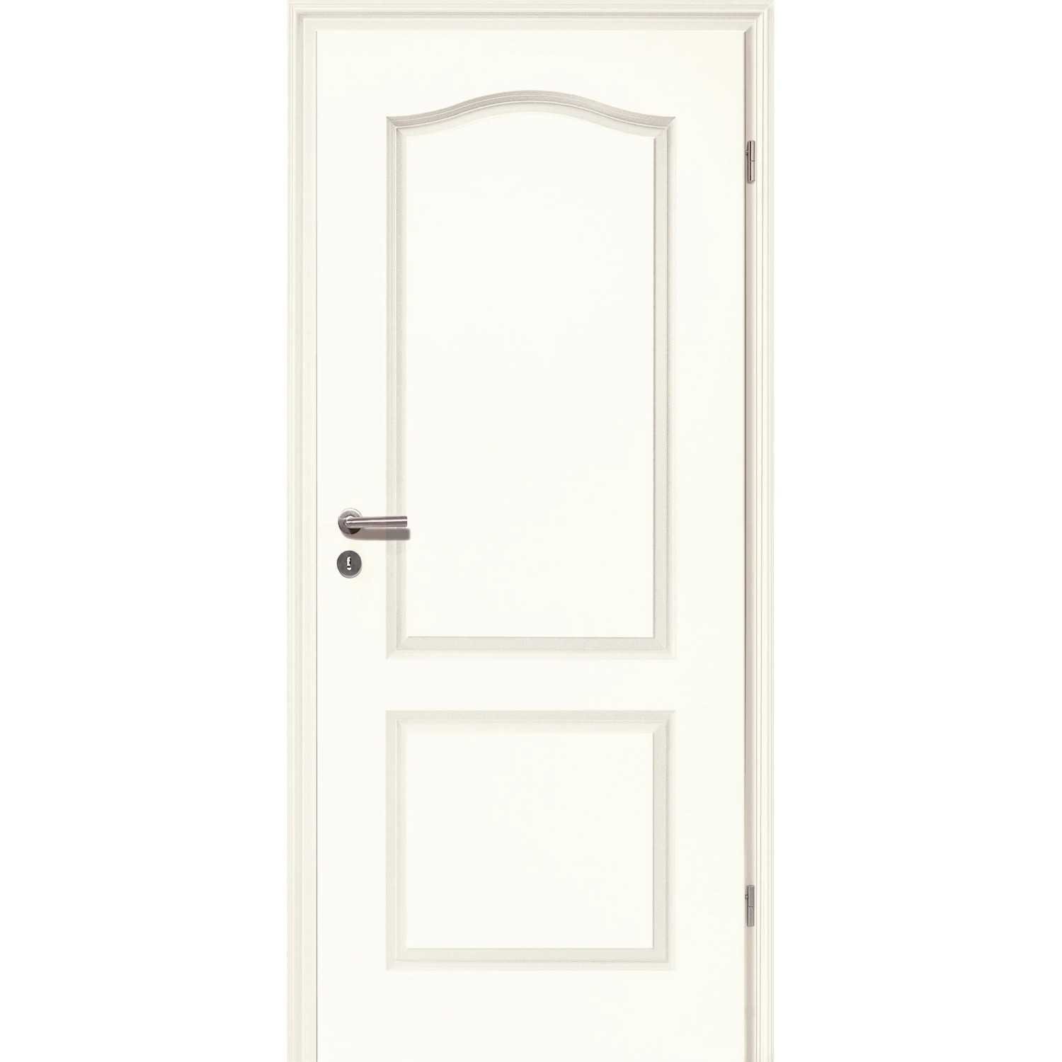 Weiße Landhaus Zimmertür (Linksanschlag) mit Profil und Schloss, 80x203 cm.