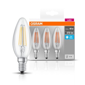 Osram LED Kerze E14 Filament 4 W 470 lm Klar 3er-Set