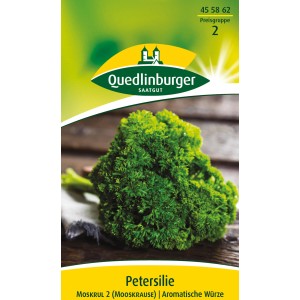 Samentüte Quedlinburger Petersilie Moskrul 2 mit krauser Petersilie.