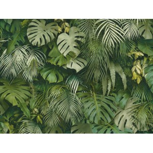 A.S. Création Vliestapete Greenery mit Dschungel-Motiv, grünen Gelblättern und Monstera Blättern.