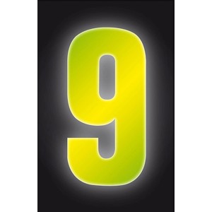Reflektierende Klebezahl 9, gelb, 8 cm. Ideal für Hausnummern und Briefkästen.