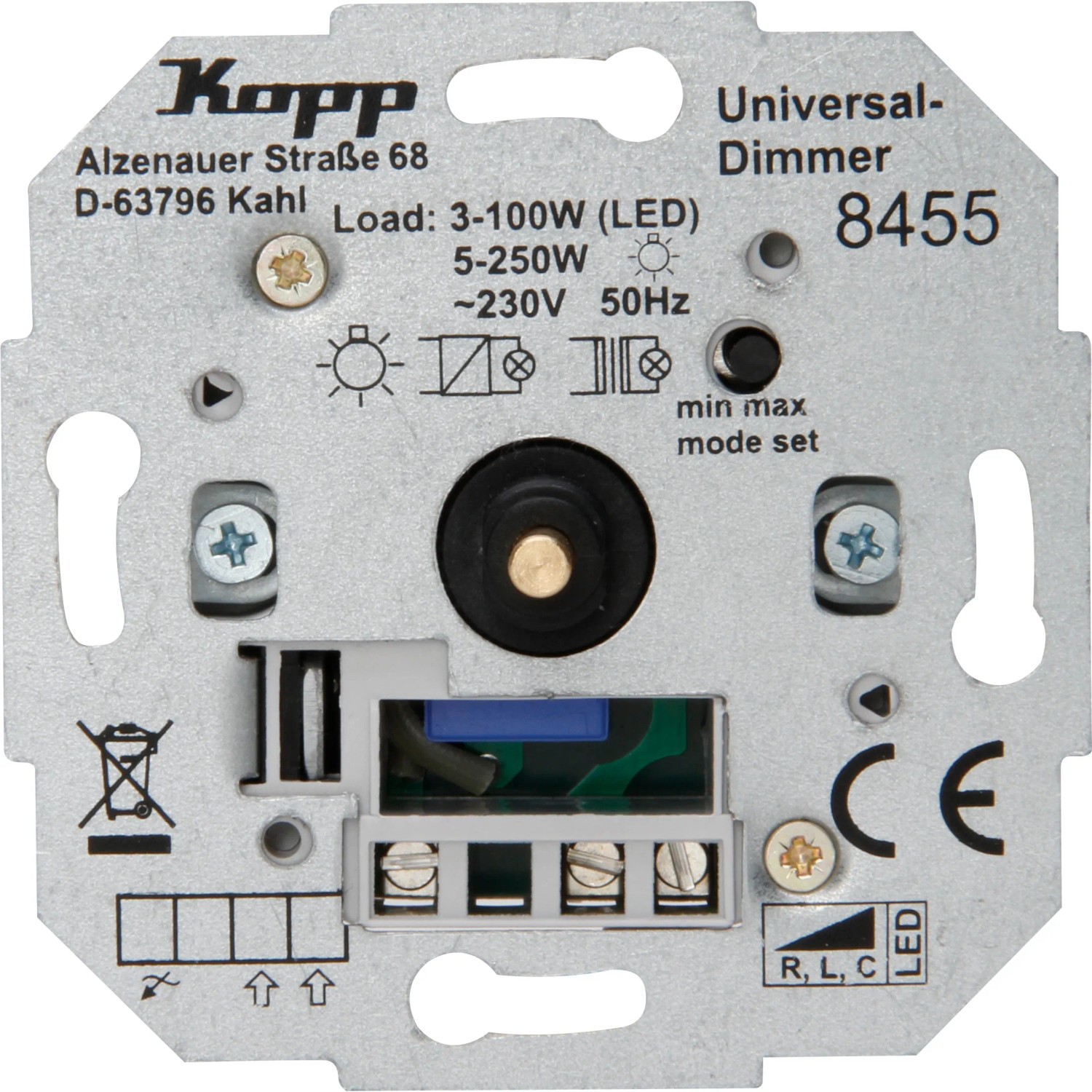 Produktbild von Kopp Malta Wechseldimmer Abdeckung – Dimmschalter In Silber, Drehknopf, Für LED, IP20