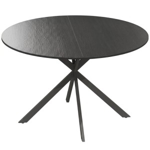 Runder schwarzer HOMCOM Esstisch mit Holzoptik-Platte und X-förmigem Stahlgestell. Ideal für Küche & Esszimmer.