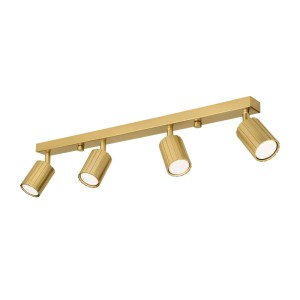 Lamkur Prisma Deckenleuchte, 4-flammig, Gold, mit geriffelten Lampenschirmen.