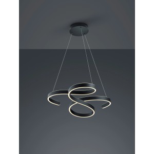 Moderne Trio LED-Pendelleuchte Francis in Anthrazit mit geschwungenem Design für Wohnräume.