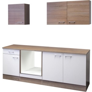 Flex-Well Küchenzeile 210 cm ohne E-Geräte Florida Weiß - Sonoma Eiche