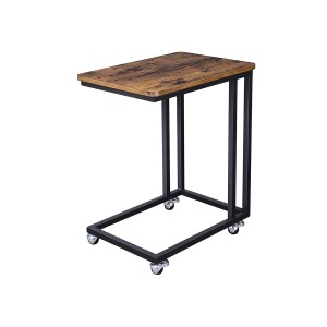 Vasagle Serviertisch mit Rollen, braun-schwarz, Beistelltisch mit Holzplatte und schwarzem Metallgestell.