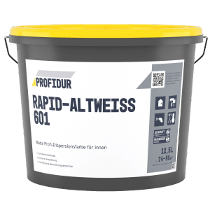 Eimer Profidur Rapid-Altweiß 601, 12,5 l, matte Dispersionsfarbe für Innen, geeignet für Renovierungsarbeiten.