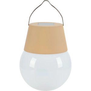 Beige Solar-LED-Leuchte, Ø 10 cm, zum Aufhängen für Garten & Balkon.