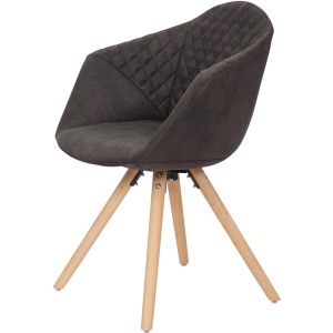 Kayoom Stuhl Chadwick 2er-Set, schwarz-braun, mit gesteppter Sitzfläche und hellen Holzbeinen.