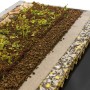 Skan Holz Dachbegrünungspaket für Carport, Detailansicht der Schichten mit Sedumsprossen.