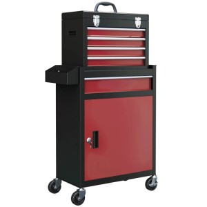 HOMCOM Werkstattwagen Werkzeugwagen Stahl Rot 60L x 28B x 102H cm