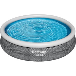 Bestway Fast Set Pool, Ø 366 cm, Schiefergrau. Quick-Up Pool mit Wasserfüllung im Garten.