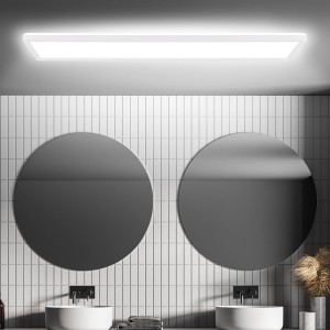 Flache, weiße Briloner LED Panel Deckenleuchte mit Bewegungsmelder und neutralweißem Licht.