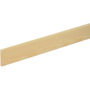 Unbehandelte Sockelleiste aus Fichte/Kiefer, 5x38x2400 mm, zur Montage an der Wand.