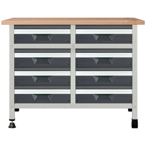 wolfcraft Werkbank WSS 680 mit Holzplatte und 8 Schubladen. Stabile Werkbank für Heimwerker.