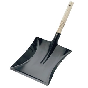 LUX Kohlekehrschaufel aus Metall mit Holzgriff und Aufhängeloch.