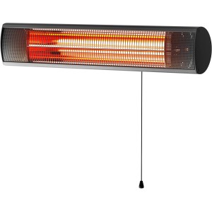 Schwarzer Infrarot-Heizstrahler 1500 W mit Zugschnur für den Außenbereich.