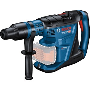 Bosch Professional Akku-Bohrhammer GBH 18V-40C Solo in Blau und Schwarz mit Zusatzhandgriff.