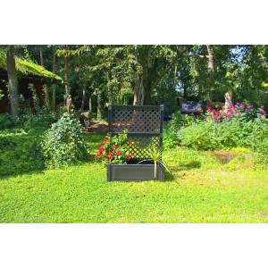 Anthrazitfarbener KHW Pflanzkasten mit Spalier, 140x100x43 cm, ideal für Kübel- und Rankpflanzen.