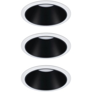 Paulmann LED-Einbauleuchten Cole, 3er Set, weiß-schwarz matt. Dimmbare Einbaustrahler für Decken.