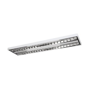 Weiße Eglo LED-Raster-Deckenleuchte Martelliano, 124,5 cm, für blendfreies Licht im Büro.
