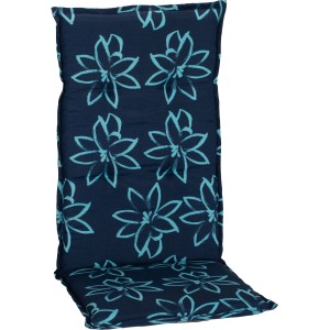 Beo Hochlehner-Saumauflage Bunde Blume mit blauem Blumenmuster für Gartenstuhl.