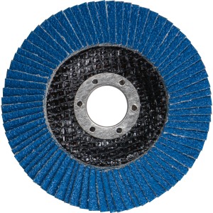 LUX Fächerschleifscheibe Metall, Ø 115mm, K60. Blau. Zubehör für Winkelschleifer.