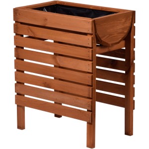 Dobar Hochbeet aus FSC®-Holz mit Pflanzfolie, braun lasiert, für Garten, Balkon & Terrasse.