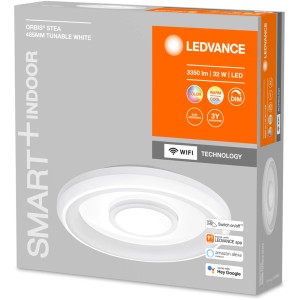 Verpackung der Ledvance Smart+ WiFi Deckenleuchte Orbis Stea, 48,5 cm, Tunable White.