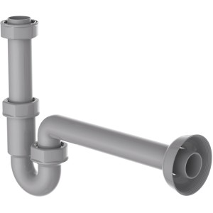 Kirchhoff Röhrensiphon Waschbecken Eco Save, grau, aus recyceltem Kunststoff.