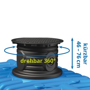 4rain Flachtank Flat XL 7000 l mit Schachtverlängerung und drehbarem Domschacht.
