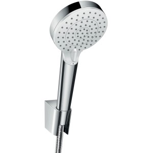 Hansgrohe Crometta Brausehalter-Set, Weiß-Chrom, mit Brauseschlauch (160cm).