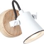 Weiße Brilliant Wandlampe Seed mit Holzdetails, GU10 Fassung, schwenkbarer Spot.