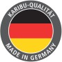 Karibu Qualitätssiegel: Made in Germany mit Deutschlandflagge für Sauna Rikka.
