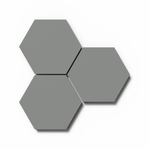 3 graue Designpaneele in Hexagonform, Akustikpaneele für Wandgestaltung.