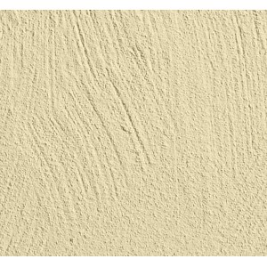 Nahaufnahme: Wand mit Knauf Compact Color Sand Putz, sandfarben, strukturierte Oberfläche.