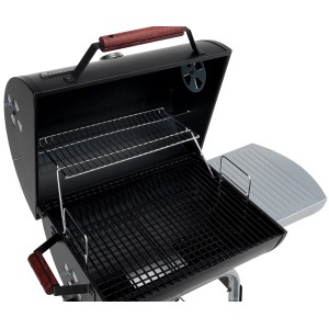 Offener Landmann Holzkohlegrill Black Taurus 440 mit Kohlerost und Seitentisch.