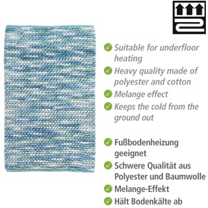 Aqua Badteppich Urdu mit Melange-Effekt, 60x90 cm, aus Polyester und Baumwolle.