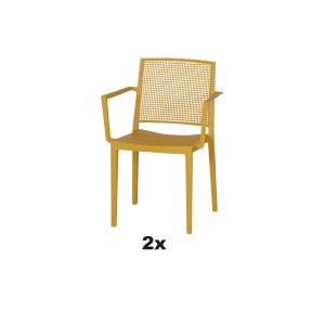 Siena Garden Stapelsessel-Set Square, 2-teilig, Mustard. Gartenstuhl aus Polypropylen.