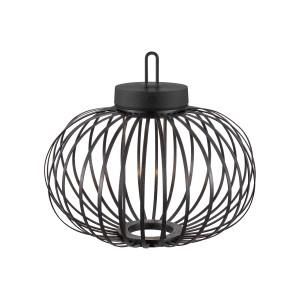 Schwarze LED Akku-Pendelleuchte Akuba, 33 cm, für Innen und Außen.