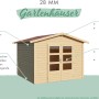 Karibu Holz-Gartenhaus Tessin 1 Natur, 240x240 cm, mit Boden und Dachschindeln.