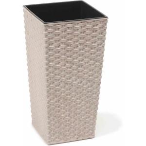 Siena Garden Pflanzsäule Eco Paris, 2er Set, weiß, Rattanoptik, 25x46,5 cm.