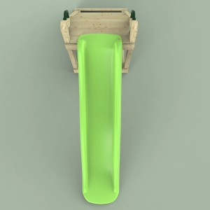 Rebo Rutsche Löwe, 175 cm, hellgrün, mit Holzleiter und Haltegriffen für Kinder.