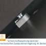 Detailaufnahme: Zweipunktverriegelung der EcoStar Gartenbox für sichere Aufbewahrung.
