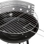 Schwarzer Holzkohle-Rundgrill mit verchromtem Grillrost, ideal für Balkon und Garten.
